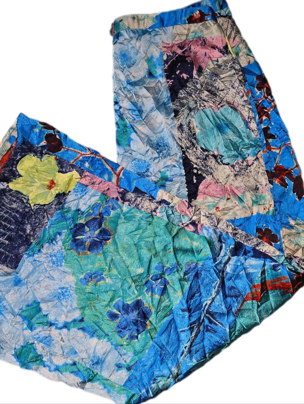 Topshop Blue Crinkle Print Silky Maxi Skirt